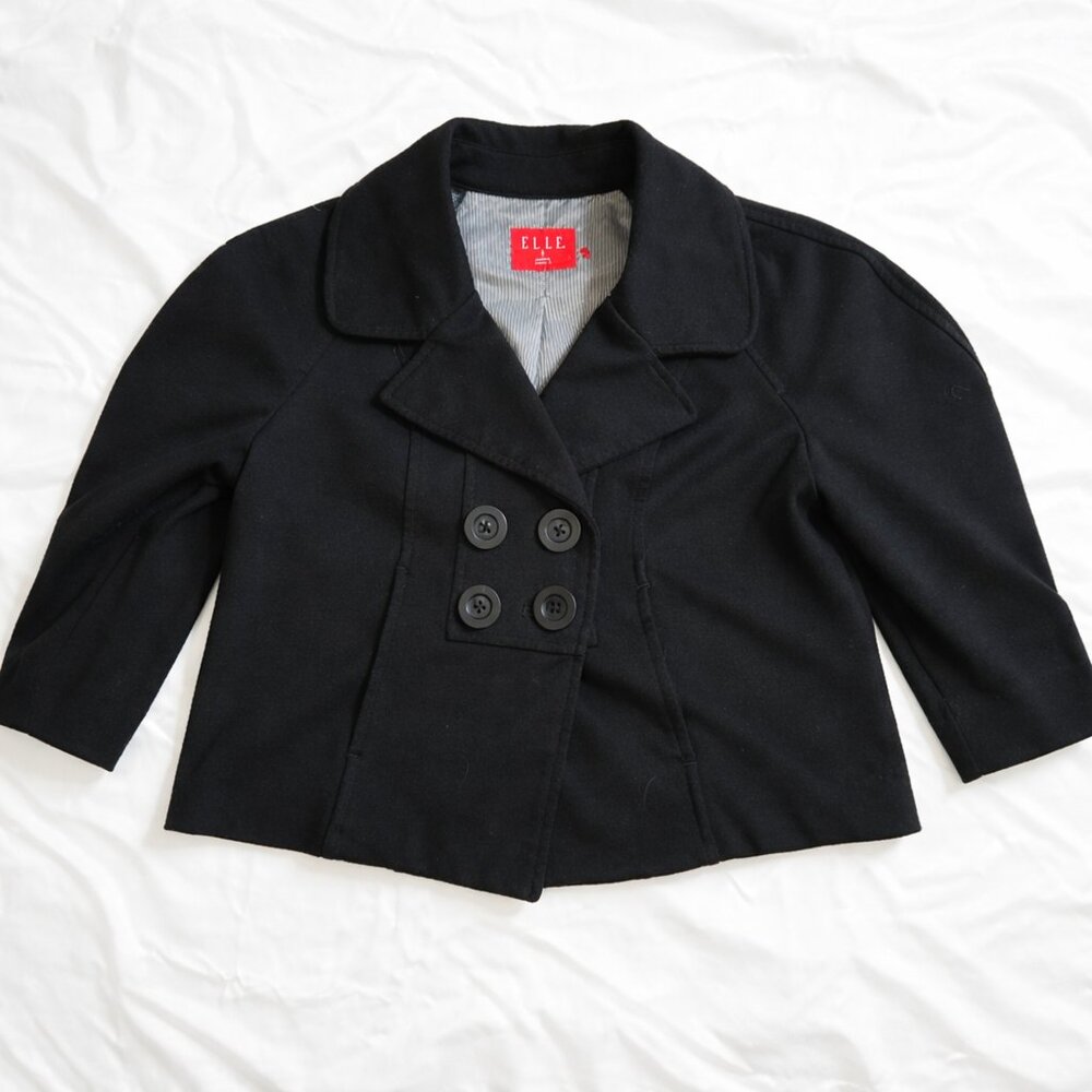 ELLE Cropped Double‑Breasted Coat black S